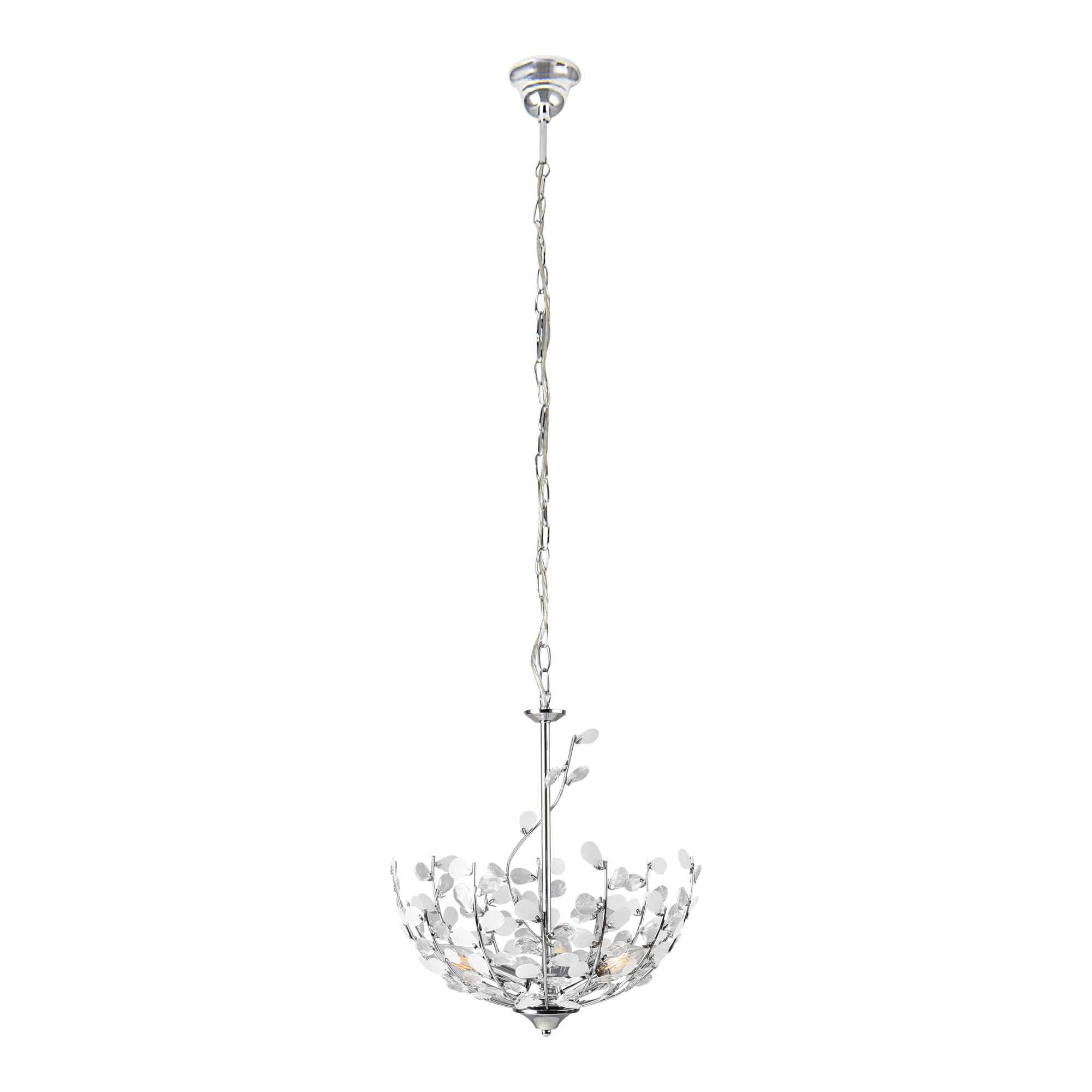 lux.pro Lampadario con Paralume in Metallo con Cristalli Artificiali Lampada a Sospensione con Cavo Regolabile Altezza 124 cm - Colore Cromo