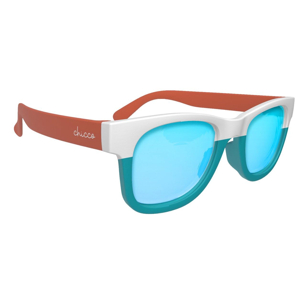 Chicco | Sonnenbrille für Kinder 24 Monate + – Farbe Blaugrün/Weiß – vollständiger Schutz vor den schädlichen Auswirkungen von UVA- und UVB-Strahlen – kratzfeste Gläser