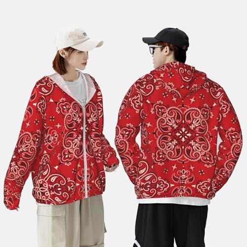 Peynir Paisley Bandana Boho Red Sun Protection Hoodie Jacket Fashion Summer Sunscreen Clothing For Women Men3