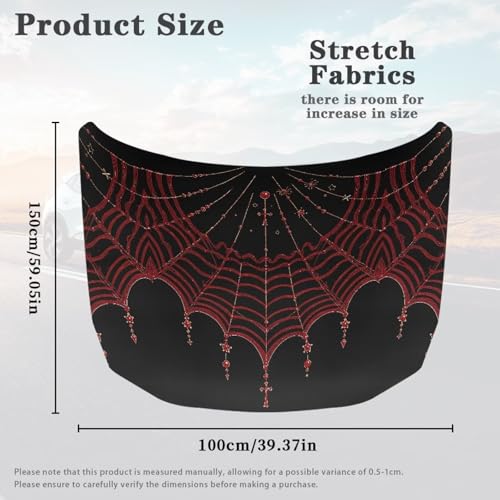 Image of Spiderweb Car Hood Cover, Gothic Red Spider Web Stretchable Washable Automotive Exterior Accessories, Retro Cross All-Season Protection Suitable for Most SUV Sedans