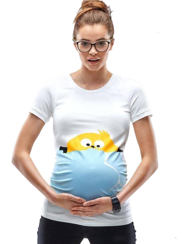 MamagamaPeek A Boo Chicken Maternity T-shirt - Small