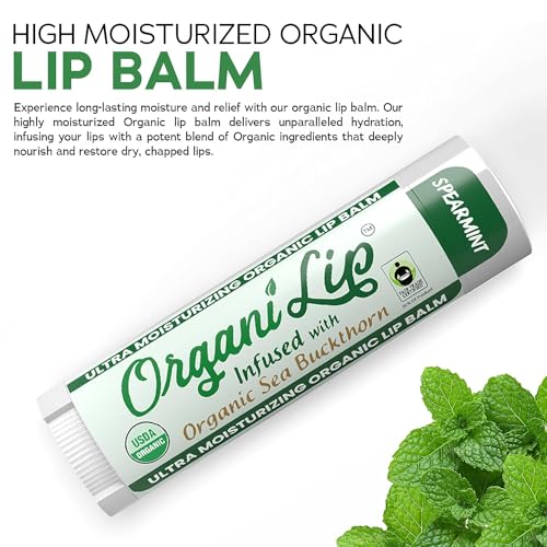 Organic Lip Balm, Spearmint Flavor for Dry or Cracked Lips