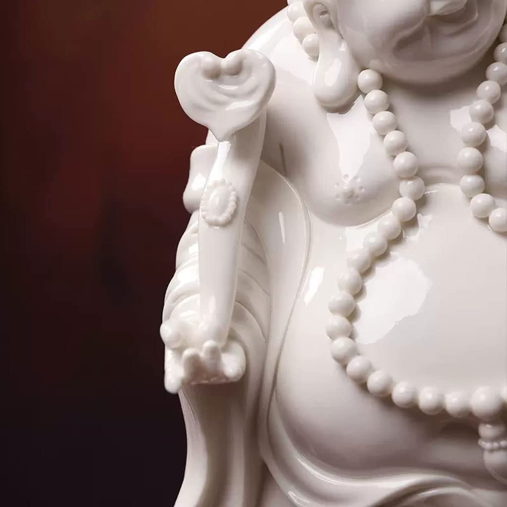 Estatua de apareamiento Cerámica Zen Adoración Hogar Porcelana Blanca Gran Vientre Maitreya Buda Riendo Adorno Artesanal Estatuilla Sentado Escultura Decoración
