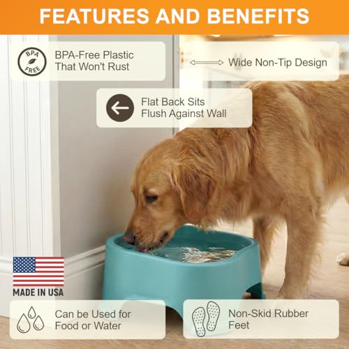 Image of Neater Pet Brands Extra Large Water Bowl for Dogs, Outdoor Dog Water Bowl (1.25 Gallon XL Capacity), Big Trough Style Food Dish for Indoors or Outside, No Spill Large Dog Bowls, Aquamarine