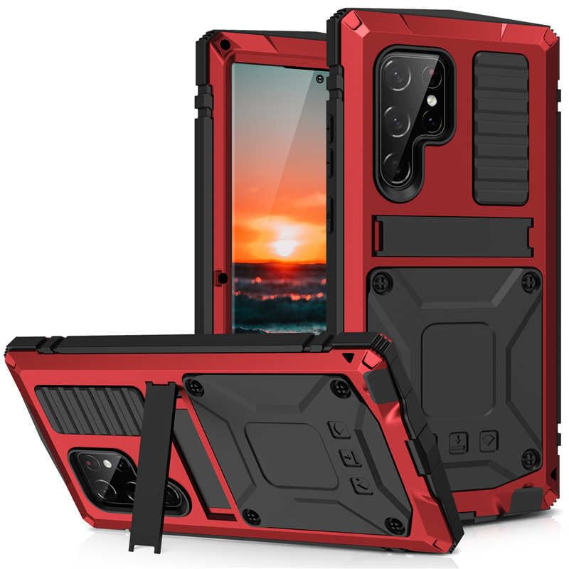 Coque Samsung S21 Ultra antichoc en silicone rigide rouge de protection intégrale