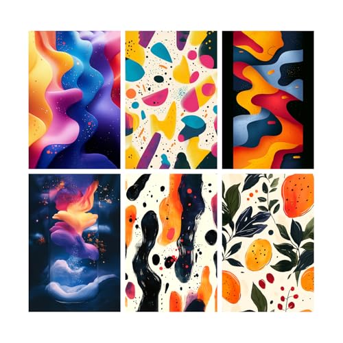 Image of SiddArtify Abstract Modern Wall Art Prints Set - Colorful Poster Decor for Living Room Office - 8x12 inch Board Pack of 6