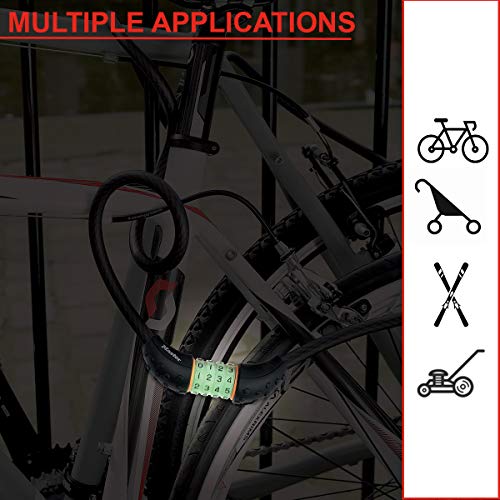 Master Lock Bike Cable Lock, Combination, 1.8 m Coiling Cable, Outdoor, Mounting Bracket 8190EURDPRO - Image 2