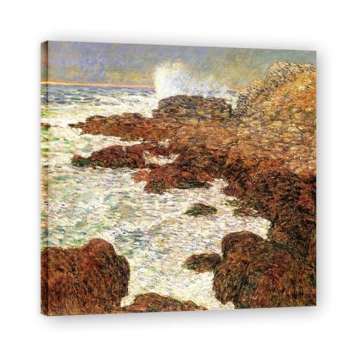 Tableaux Impressionnistes de Childe Hassam : Toile Algues et vagues 60x60cm cadre interne