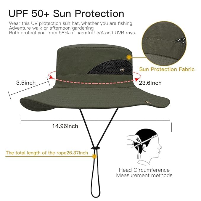 Image of Sun Protection Cap for Men, Beach Fishing Hat, Summer Hat for Men, Round Sun Cap for Hiking, Fishing, Gardning, Travel Grey