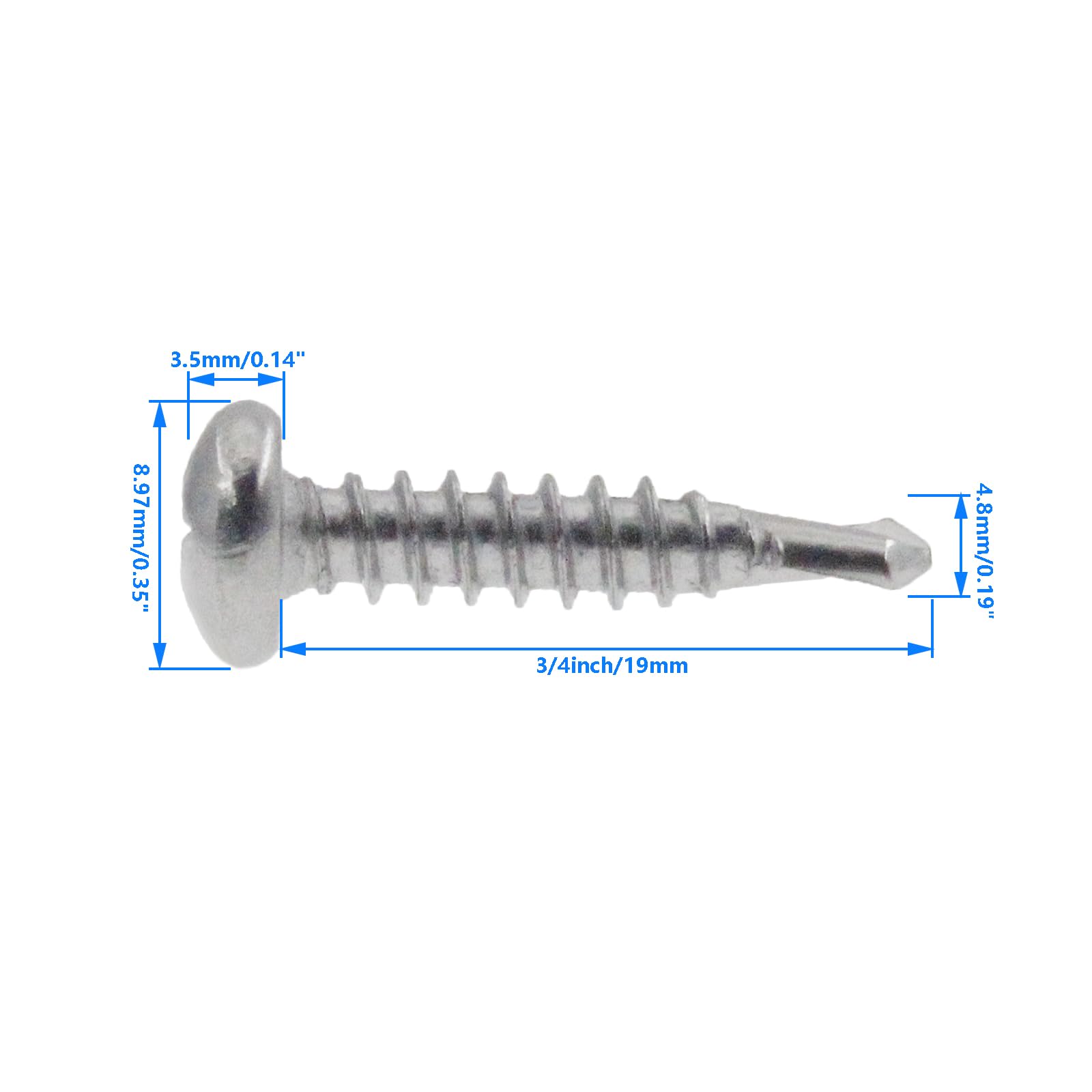 #10 * 3/4 Inch Pan Head Self Drilling Screws,SAFYY Phillips Drive Self Tapping Screw,410 Stainless Steel Sheet Metal Screws,Pack of 150