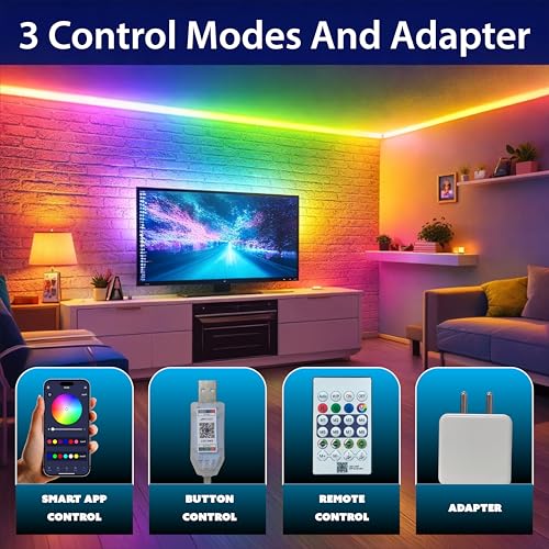 Image of Forus 5M Smart RGB IC Neon LED Strip Light with Adapter, App & Remote Control, Music Sync, Flexible Rope Light for Room, TV, Gaming, Party, Home, Diwali & Christmas Decoration, 3 Month Warranty (1Pc)