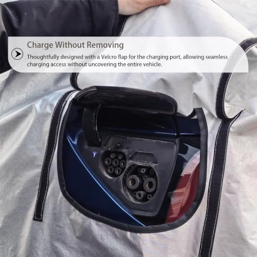 Image of Tesla Model Y Car Cover (2020-2026) Waterproof All Weather, Heavy Duty Car Covers with Driver Door Zipper, Outdoor Rain Snow UV Protection