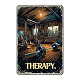 KIYOYO Fitness Therapy Gym Room Sign Vintage Metal Tin Sign Iron Painting Vintage Wall Decoration Poster for Home Club Man Cave 12x8 Inch