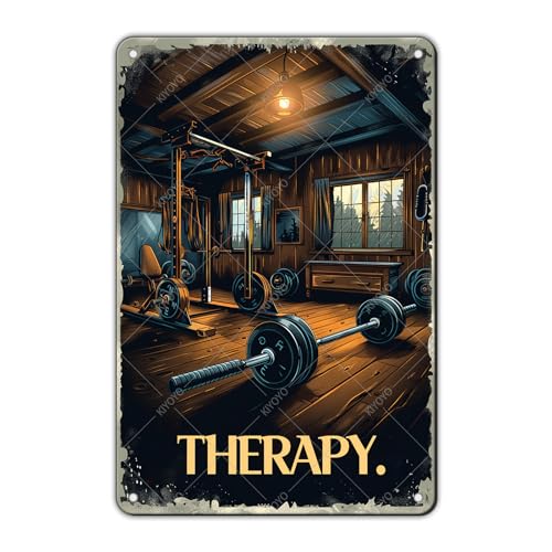 KIYOYO Fitness Therapy Gym Room Sign Vintage Metal Tin Sign Iron Painting Vintage Wall Decoration Poster for Home Club Man Cave 12x8 Inch