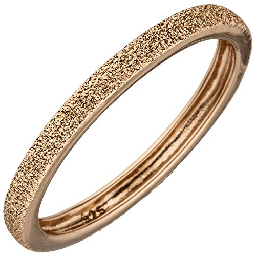 Jobo Damen Ring schmal 925 Sterling Silber rotgold vergoldet mit Struktur Größe 52 Cover