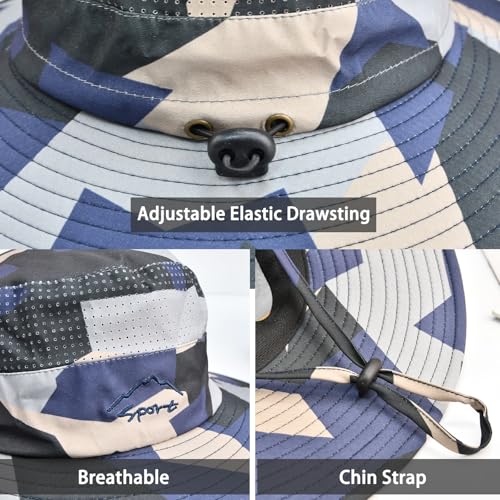 Image of Sun Hats for Men Women Fishing Hat UPF 50+ Breathable Wide Brim Summer UV Protection Hat