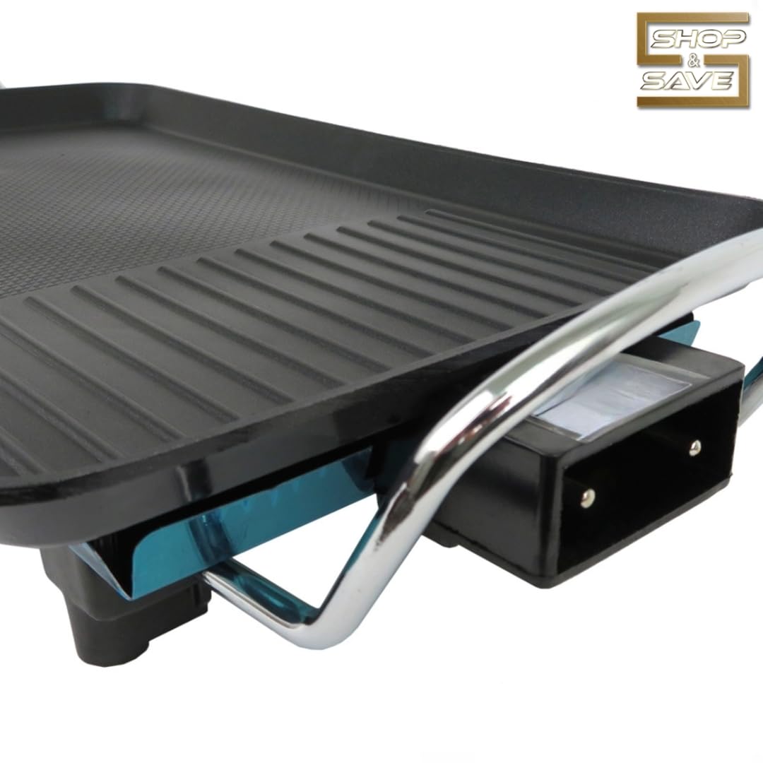 Plancha de Asar 1500 W Potencia, 47 X 27 CM, 230V, Termostato Ajustable, 5 Ajustes de Temperatura