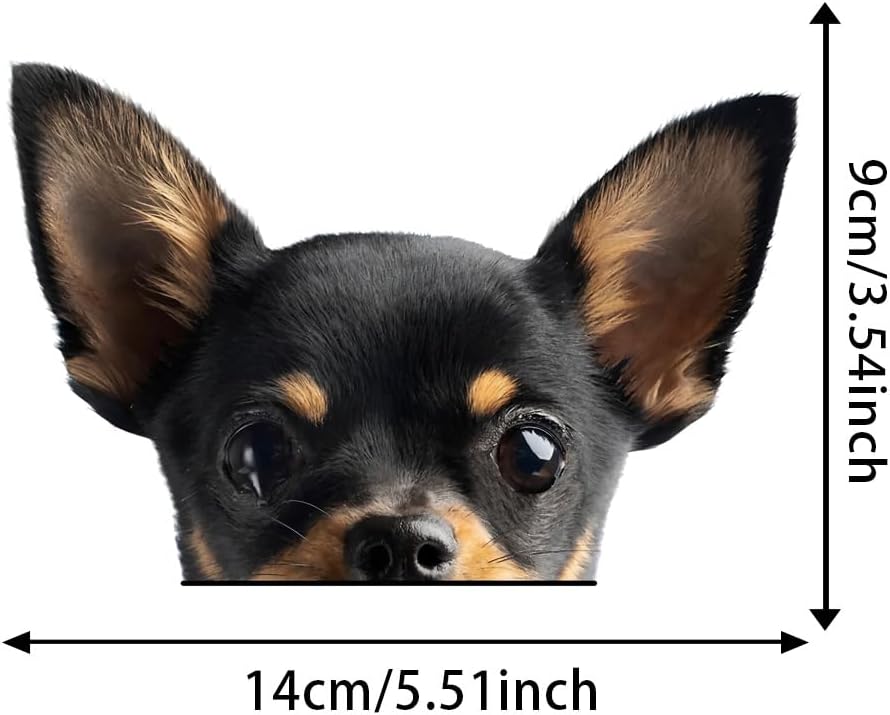 2-Pack Peeking Chihuahua Car Decal Sticker, 5.51"x3.54", Realistic Black Red Chihuahua Head Dog Vinyl Decal, Suitable for Car Windows, Bumper, Side Mirrors, Laptops, Glass, Walls #2BZ552 - Image 4