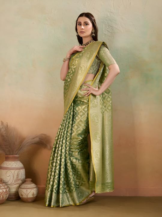 BFM Women's Banarasi Woven Design Saree With Unstitched Blouse Piece Traditional Ethnic Wear