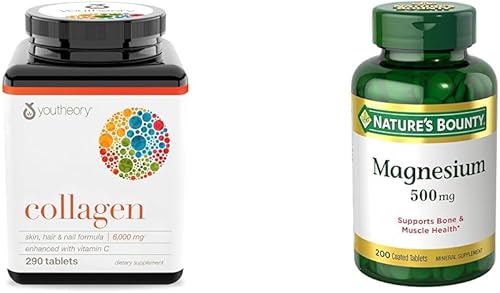 Youtheory Colágeno con vitamina C y magnesio Nature's Bounty, salud ósea y muscular, apoyo para todo el cuerpo, tabletas, 500 mg, 200 unidades disponible en Yaxa Colombia