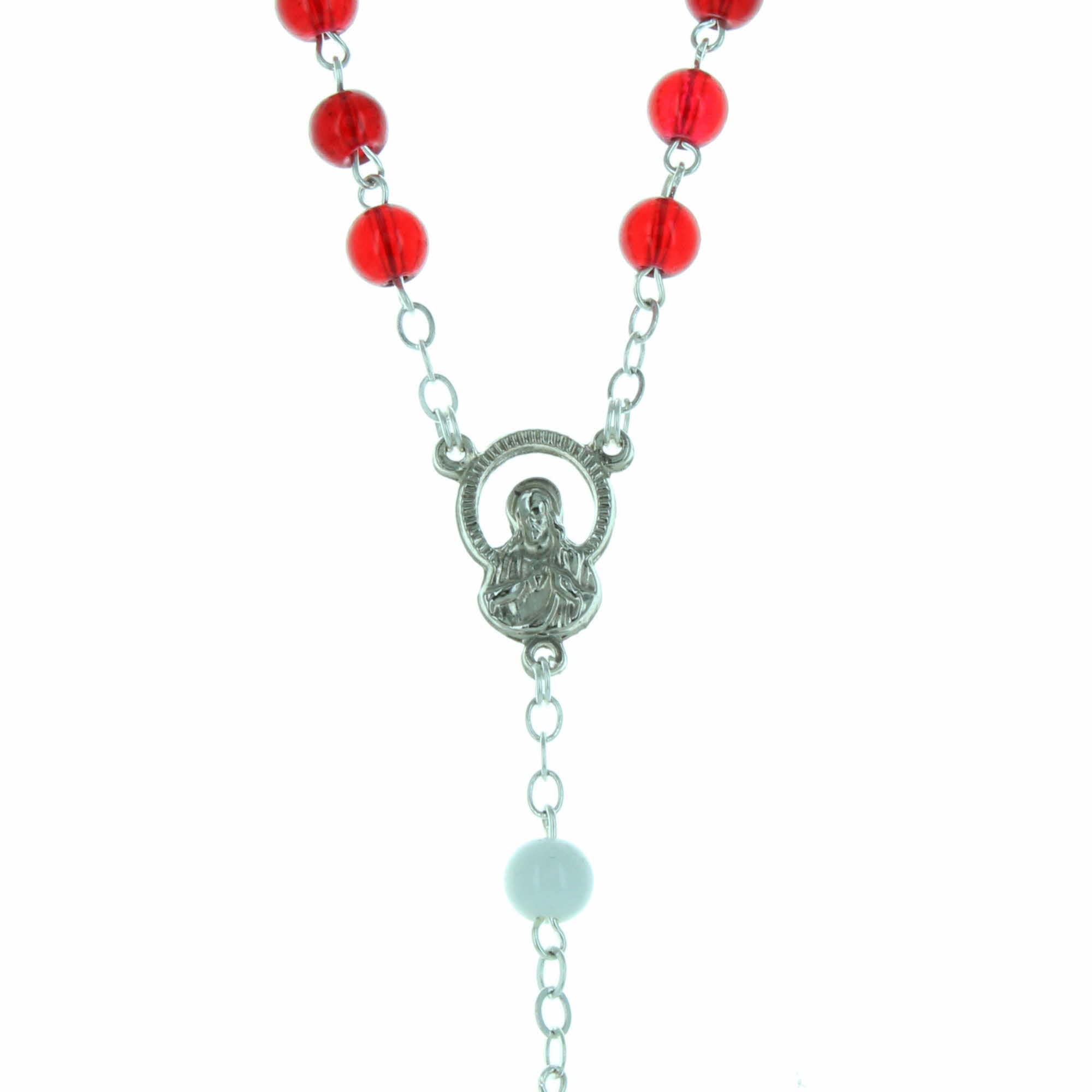 Palais du Rosaire Chapelet des Mille Mercis Grains Rouges et Blancs en Verre - Chapelet Verre Culte Chrétien