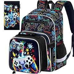 Upgraded Uv Printing Game Black Backpack Set