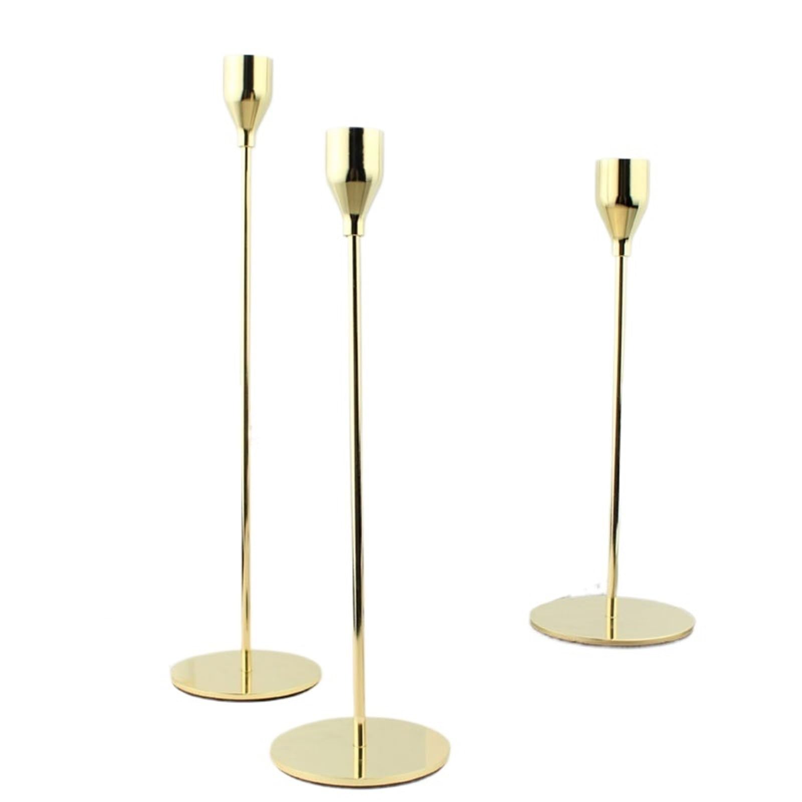 Portavelas Candelabros de Metal cónicos, Elegantes centros de Mesa for el hogar, Bodas, Fiestas, Bar, decoración de mesas, candelabros.(3 Pcs Gold)