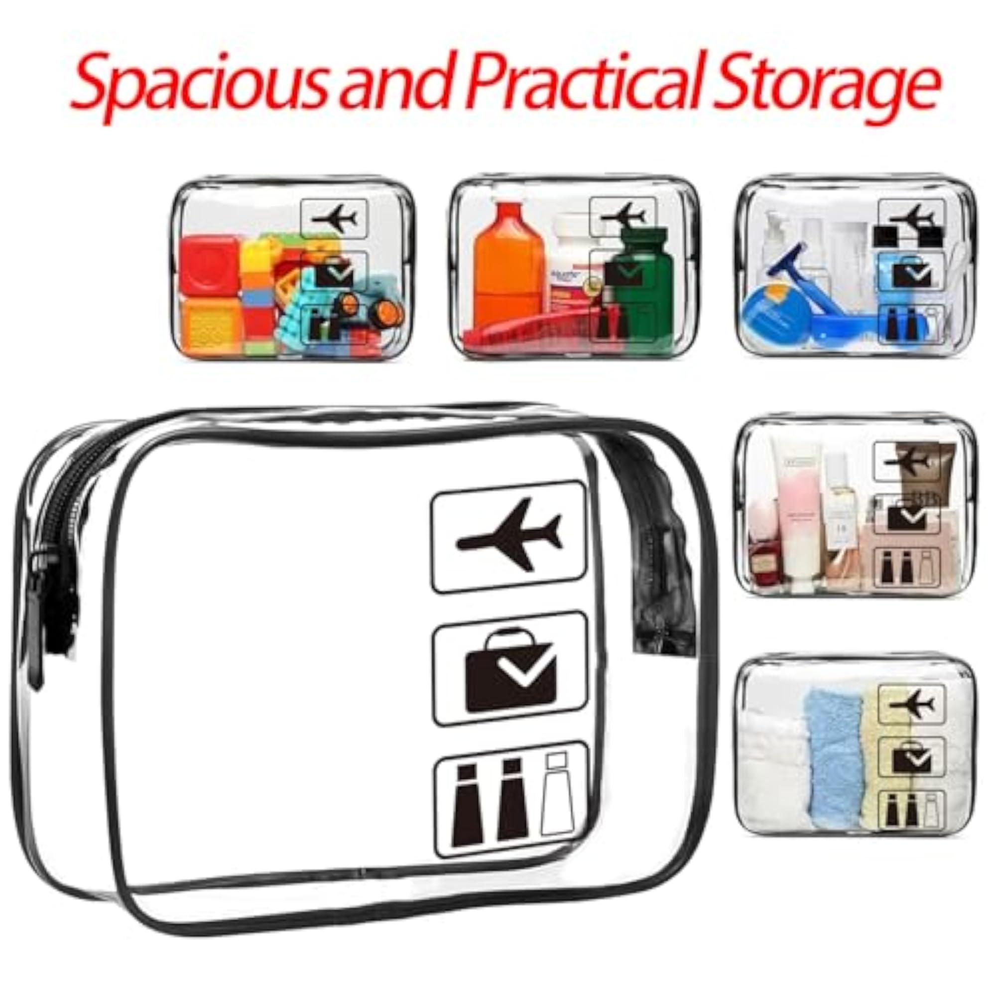 TSA Approved Clear Travel Toiletries Bag, 2 Pack