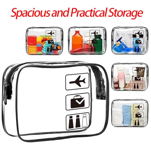 Clear Travel Toiletries Bag, 2 Pack TSA Approved Toiletry Bag with Zippers Travel Essentials PVC Waterproof Cosmetic Clear Makeup Bag for Women and Men - Image 3