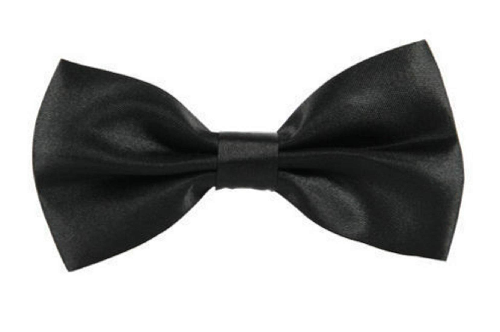 Ll. Men's Black L&L® Pre Tied Plain Satin Clip On Bow Tie Wedding Party Fancy (Black)
