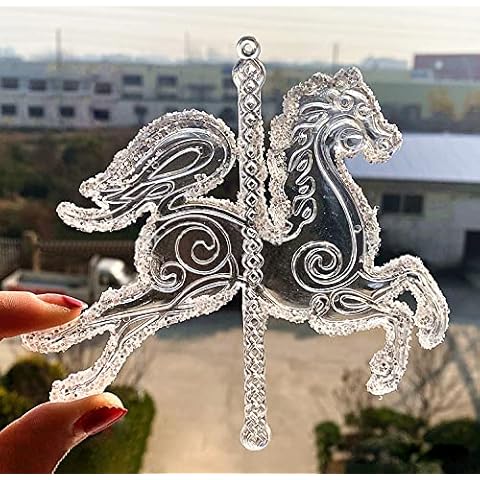Allwins Glittered Acrylic Hanging Ornaments Glitter Christmas Tree Decorations Wedding Party and Home Decor DIY Festive Decoration (13cm Carousel) Cover