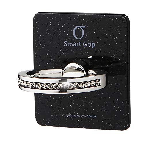 Smatixx Cell Phone Ring Holder & Grip with Luxury Oktant Crystal Universal Kickstand Compatible with All Major Smartphones  Scarlet (Black Pearl Black Diamond)
