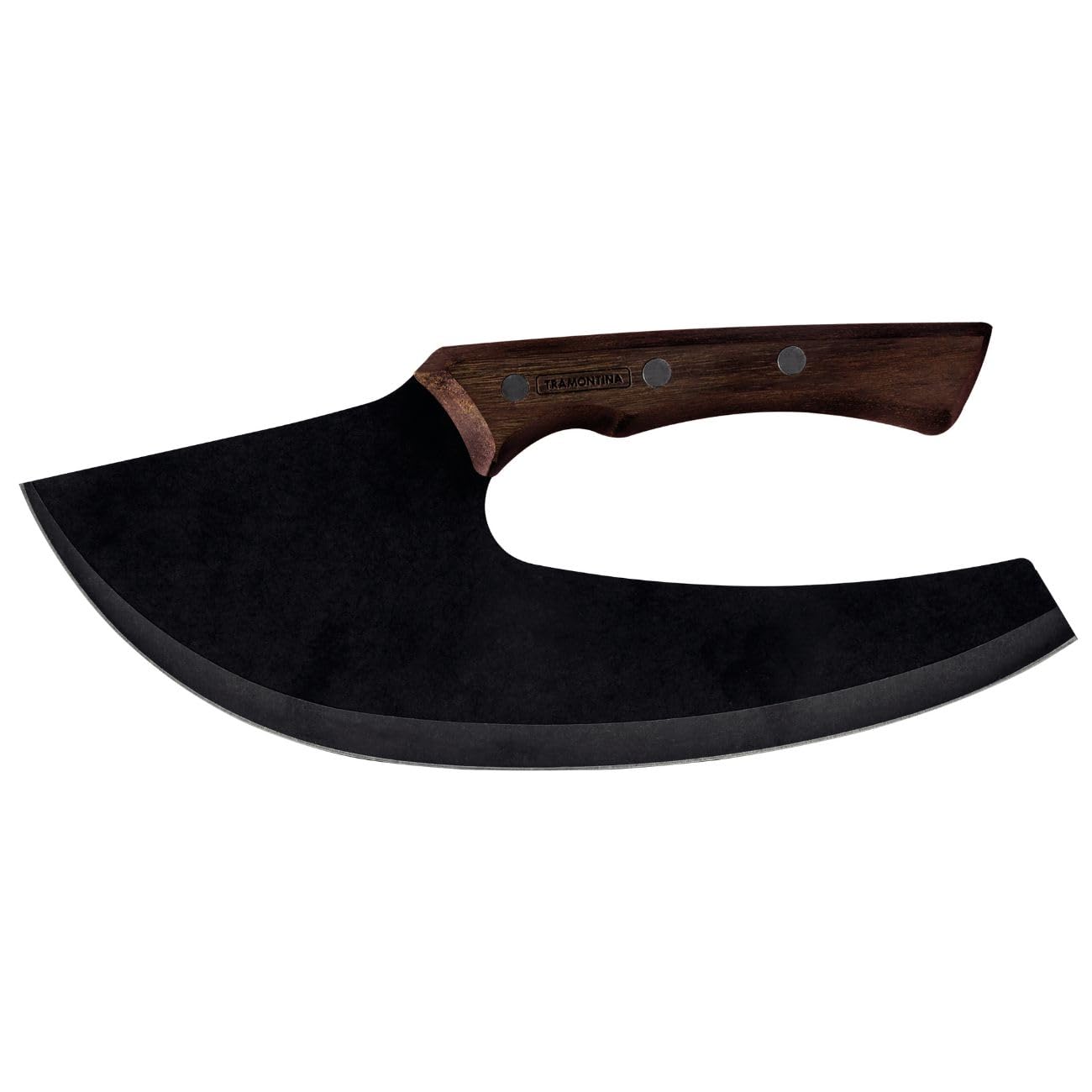 Tramontina Multipurpose Knife Cutter for Pizza and Meat in Stainless Steel and Wood Handle Churrasco Black 26.5 cm