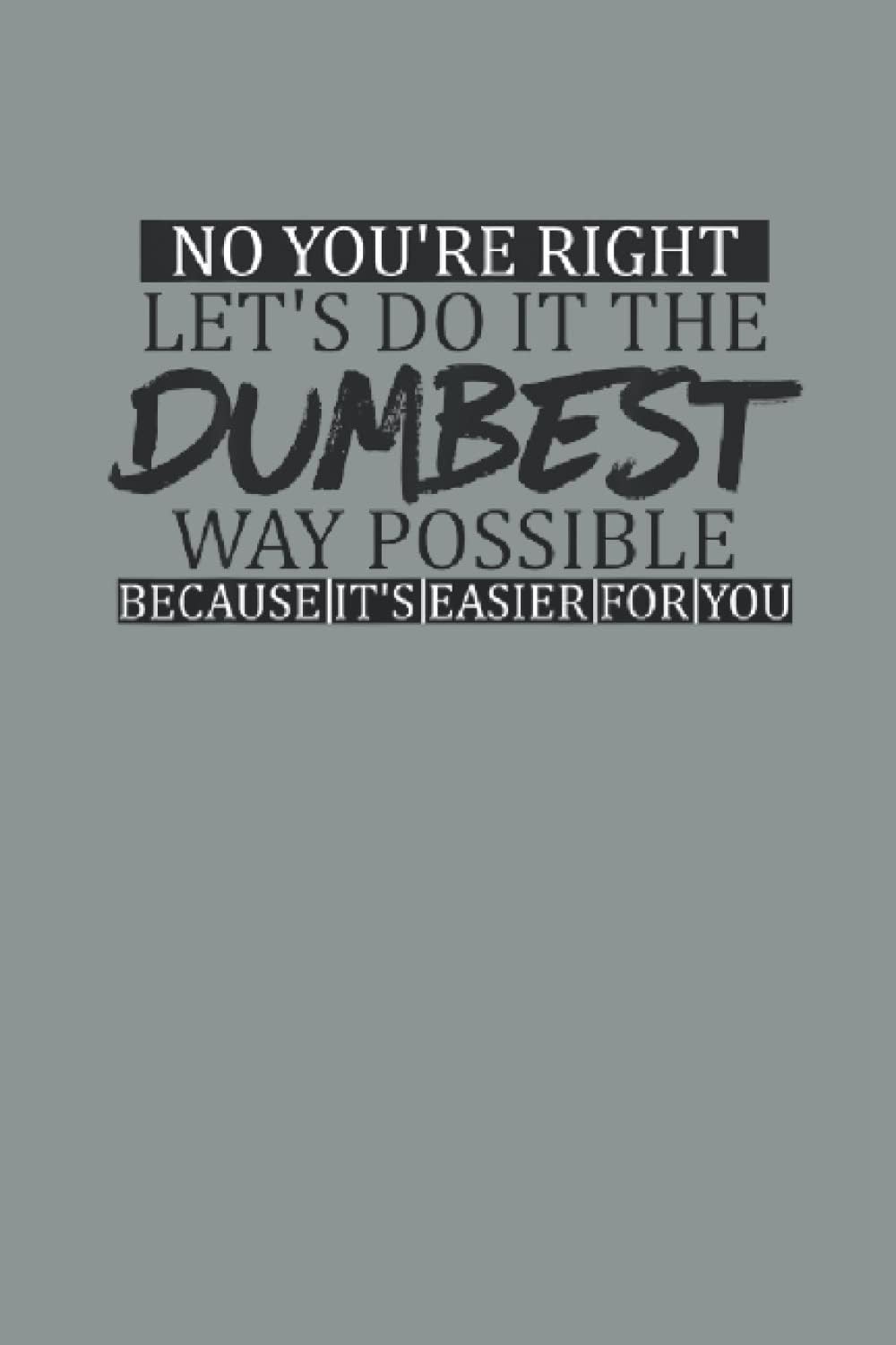 No You're Right Lets Do It The Dumbest Way Possible: Dumbest Way Possible | Notebooks .110 page.
