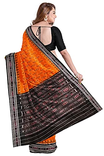 Image of Odisha Sambalpuri Handloom Ikat Women's Cotton Saree, Odisha Handloom Handmade Pure Cotton Khandua Saree, Ikkat Orissa Traditional Handloom Saree Without Blouse
