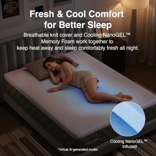 Image of Novilla 12 Inch King Size Gel Memory Foam Mattress for Ergonomic Comfort