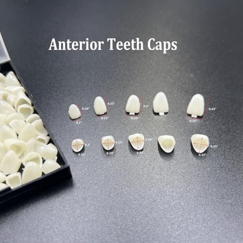Image of 1 Box False Teeth Crown Repair Kit Dental Anterior Veneers Fake Tooth Cap Crown with Thermal Beads for Fixing or DIY