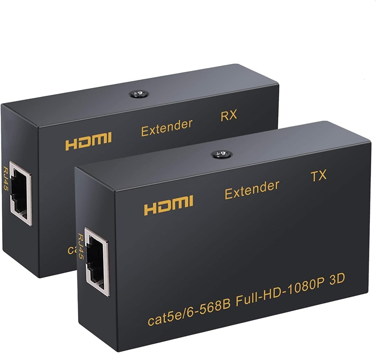 Microware 60 Meter HDMI Extender Repeater Transmitter/Sender and Receiver Over Cat5/Cat6 Upto 60m, Supports 3D and Full HD 1080p with Power Adapter for TV Projector, HDTV, DVR