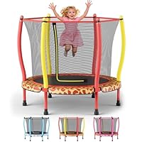 ZCMHAXJ 55\" Trampoline for Kids with Curved Poles, 440lbs Capacity Indoor & Outdoor Toddler Trampoline, Gifts for Boys & Girls (Giraffe)