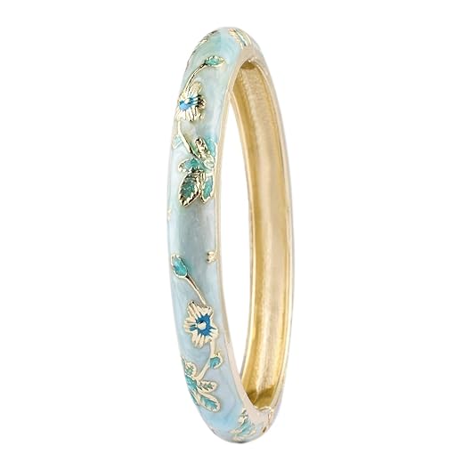 Vintage Flower Bangle Chinoiserie Cloisonne Bracelet For Women Summer Elegant Vibrant Ethnic Jewelry Gifts