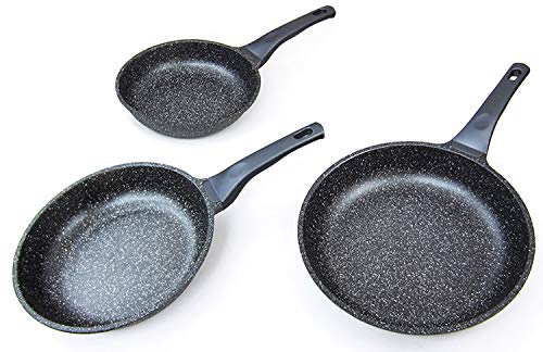 MovilCom® - Juego de sartenes de 20-24-26cm antiadherente de aluminio fundido, revestimiento...