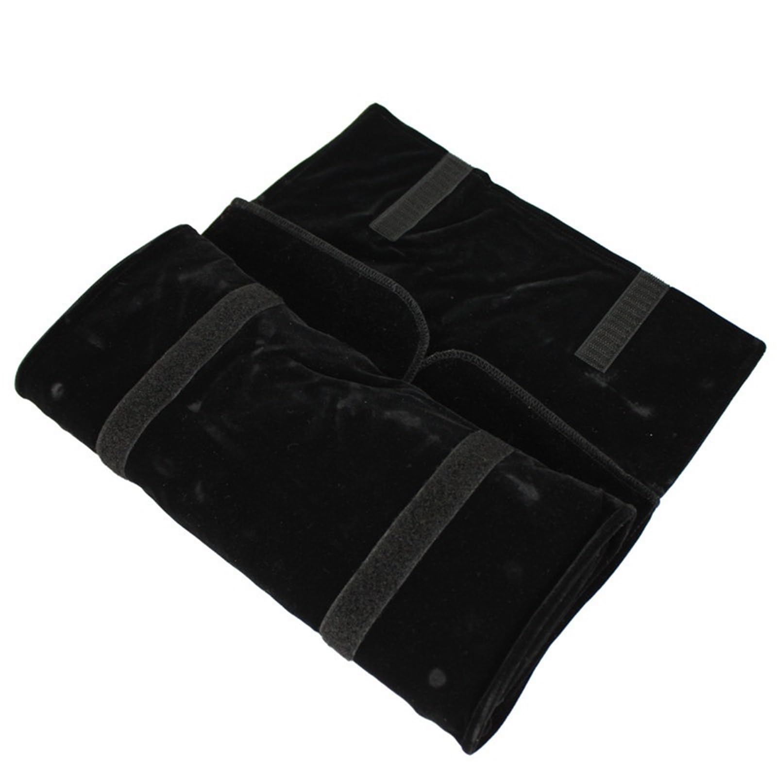 Rollentasche FüR Schmuck Tragbare Aufbewahrungstasche aus Samt mit Reißverschluss for Schmuckrollen, Ringe, Halsketten, Ohrringe, zusammenklappbar(Black)