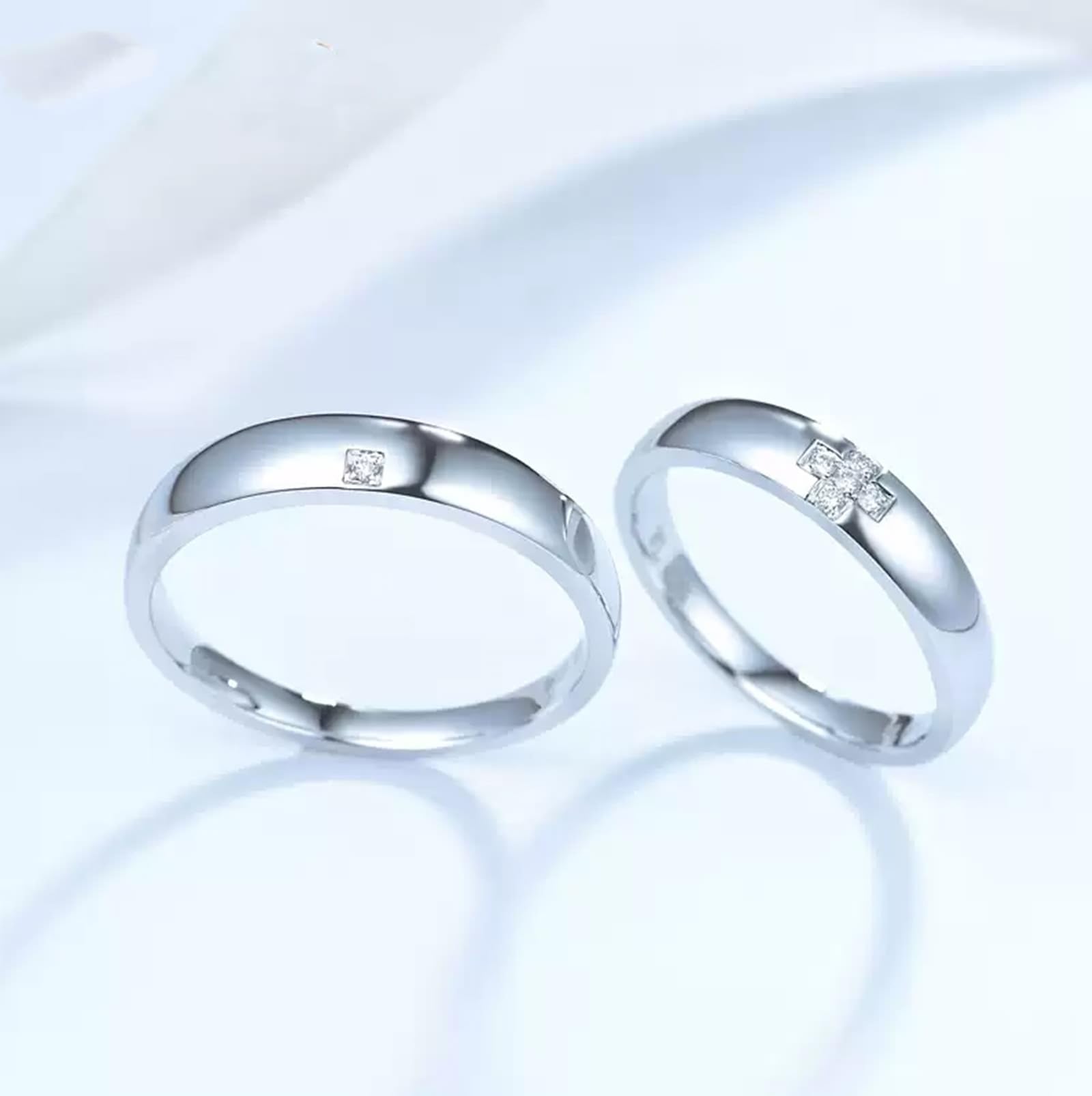 Alliances en or blanc 750 18 carats - Créées en laboratoire - Diamant classique - Taille 56 (17,8)