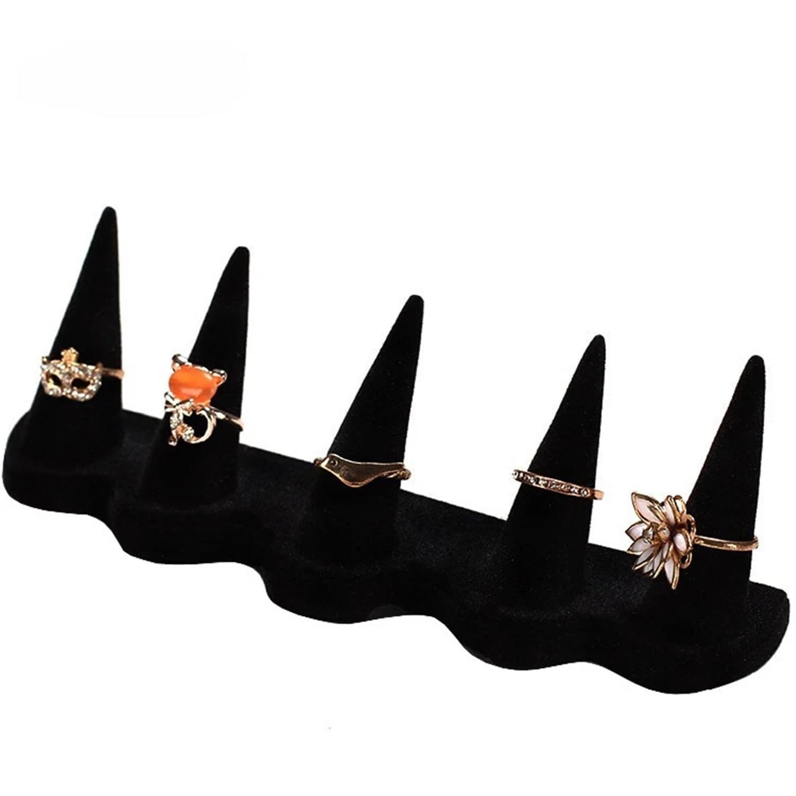 Yangshe 1pcs 5 Fingers Ring Jewelry Display Stand Ring Holder Organizer Black Finger Cone Fingertip for Wedding