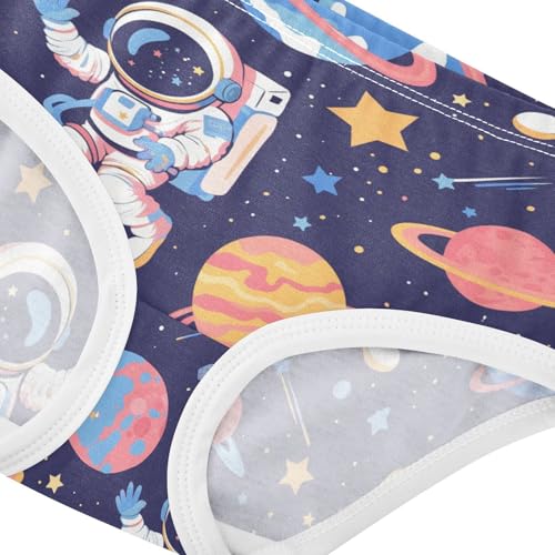 Wusikd Cartoon Astronaut Girls' Underwear Cotton Planets Stars Girls Briefs Soft Toddler Underwear 2T4