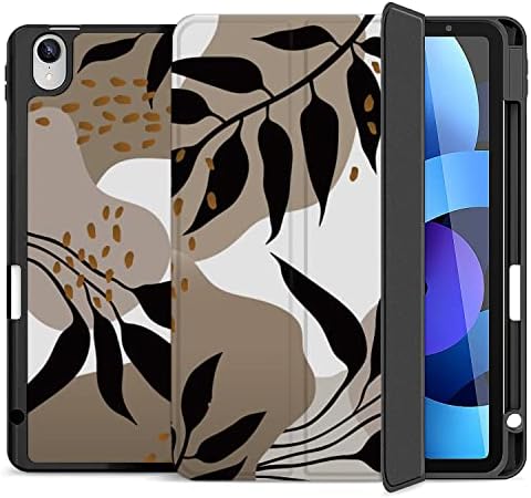 Teryeefi Case for iPad Air 5th/4th Generation Case 10.9"(2022 2020 Release), 3D UV Printing Soft TPU Back Shell Stand Shockproof Tablet Cover with Pencil Holder Auto Wake/Sleep, Tropical Leaves