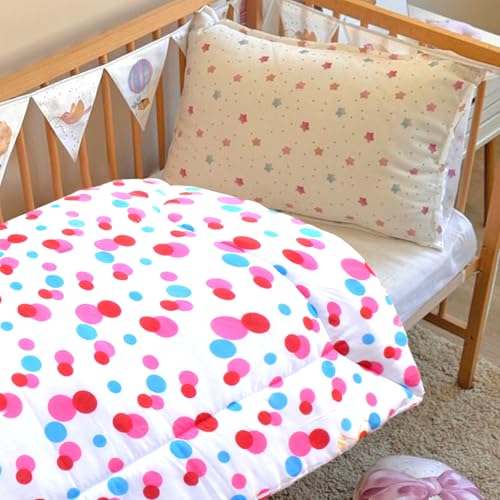 Image of VParents Cotton Crib Sheet for New Born Baby, Soft Cotton Godadi Set for Baby, Godari Bedding Set of 2, Pink & Orange, Preemiee