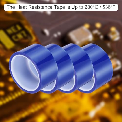 Image of uxcell Blue Heat Tape, 2 Rolls 50mmx33m 108ft High Temperature Heat Resistant Tape for Sublimation,Heat Vinyl Press,Heat Transfer, Circuit Board, No Residue