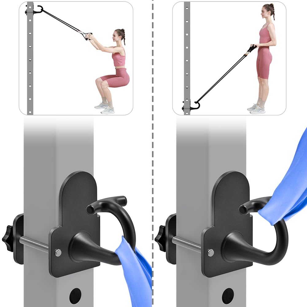 Kipika Anchor pour bandes de résistance compatibles avec un trou de 1,5 cm ou 2,5 cm – Crochets en acier robuste avec coussinets en caoutchouc pour entraînement à domicile, musculation et exercices de