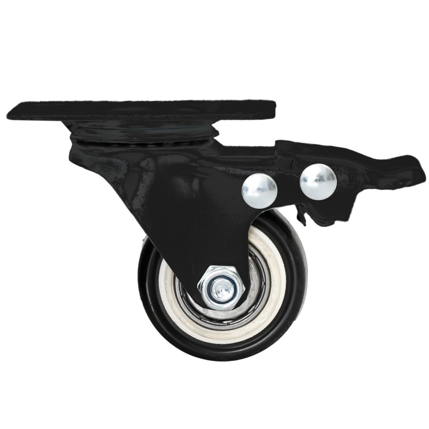 HMF 6710 Lot de 4 roulettes robustes avec frein en polyuréthane 38 mm Charge maximale 300 kg Noir